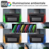 Cappa aspirante 80cm nero opaco PLOOM8005S Illuminazione...