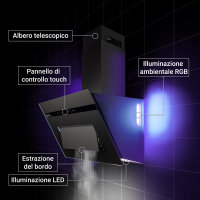 Cappa aspirante 80cm nero opaco PLOOM8005S Illuminazione ambientale RGBW