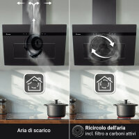 Cappa aspirante 80cm nero opaco PLOOM8005S Illuminazione ambientale RGBW