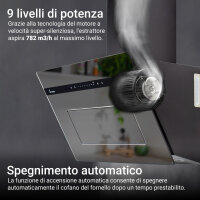 Cappa aspirante 80cm design a specchio PLOOM8005M Illuminazione ambientale RGBW