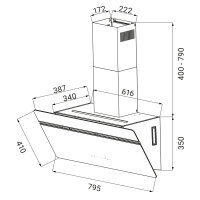 Dunstabzugshaube 80cm AURORA8005FB RGBW Ambientebeleuchtung