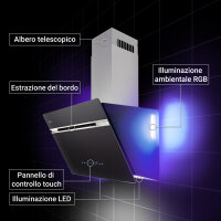 Cappa aspirante 60cm AURORA6005SE Illuminazione ambientale RGBW
