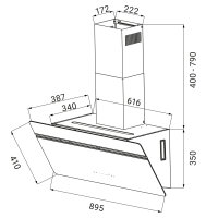 Dunstabzugshaube 80cm AURORA8005WED RGBW Ambientebeleuchtung