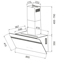 Dunstabzugshaube 90cm AURORA9005WED RGBW Ambientebeleuchtung