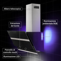Cappa aspirante 80cm HERMES8005SM Illuminazione ambientale RGBW