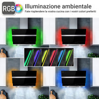 Cappa aspirante 80cm HERMES8005SM Illuminazione ambientale RGBW