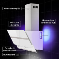 Cappa aspirante 90cm HERMES8005WM Illuminazione ambientale RGBW