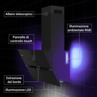 Cooker hood 60cm ECCO6005SM RGBW ambient lighting