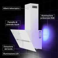 Dunstabzugshaube 80cm ECCO8005WM RGBW Ambientebeleuchtung